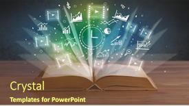  Presentation with profit - Presentation theme featuring open-book-with-profit-icons background and a tawny brown colored foreground