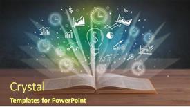  Presentation with profit - Slides with open-book-with-profit-icons background and a tawny brown colored foreground