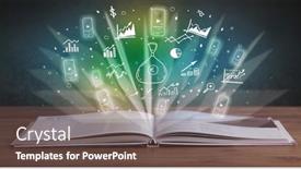  Presentation with profit - Theme having open-book-with-profit-icons background and a violet colored foreground