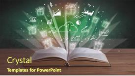  Presentation with profit - Presentation design featuring open-book-with-profit-icons background and a tawny brown colored foreground