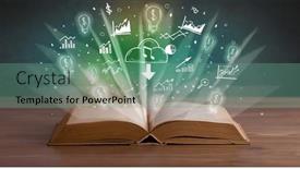  Presentation with profit - Presentation design with open-book-with-profit-icons background and a seafoam green colored foreground