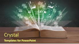  Presentation with profit - Slide deck featuring open-book-with-profit-icons background and a tawny brown colored foreground