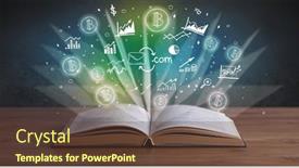  Presentation with profit - PPT theme with open-book-with-profit-icons background and a tawny brown colored foreground