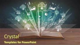  Presentation with profit - PPT layouts having open-book-with-profit-icons background and a tawny brown colored foreground