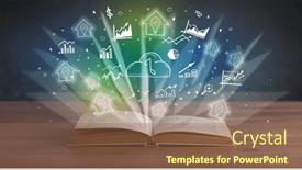  Presentation with profit - Presentation design consisting of open-book-with-profit-icons background and a coral colored foreground