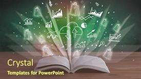  Presentation with profit - Slides featuring open-book-with-profit-icons background and a tawny brown colored foreground