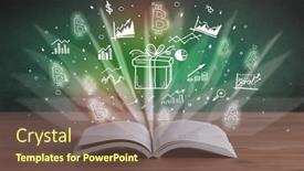  Presentation with profit - PPT theme enhanced with open-book-with-profit-icons background and a violet colored foreground