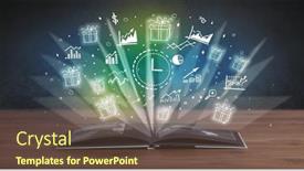  Presentation with profit - Slide deck enhanced with open-book-with-profit-icons background and a tawny brown colored foreground