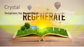  Presentation with open book - Presentation consisting of open-book-with-regenerate-inscription background and a coral colored foreground