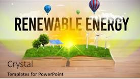  Presentation with renewable energy - Presentation design featuring open-book-with-renewable-energy background and a coral colored foreground