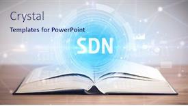  Presentation with open book - Amazing slide set having open-book-with-sdn-abbreviation backdrop and a sky blue colored foreground