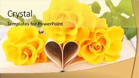  Presentation with heart book - PPT theme having open book with shape background and a yellow colored foreground