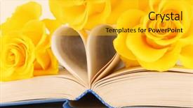  Presentation with heart book - Beautiful PPT layouts featuring open book with shape backdrop and a gold colored foreground