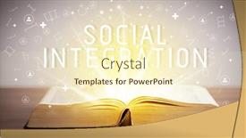  Presentation with open book - Presentation design enhanced with open-book-with-social-integration background and a cream colored foreground