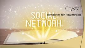  Presentation with social media network - Cool new slide deck with open-book-with-social-network backdrop and a lemonade colored foreground
