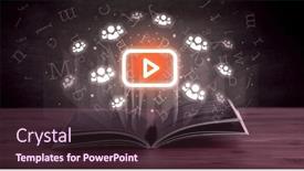  Presentation with open book - Presentation theme consisting of open-book-with-social-networking background and a tawny brown colored foreground