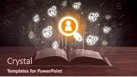  Presentation with open book - Presentation theme featuring open-book-with-social-networking background and a tawny brown colored foreground