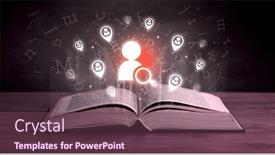  Presentation with open book - PPT theme having open-book-with-social-networking background and a violet colored foreground