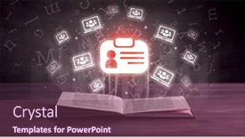  Presentation with open book - PPT theme enhanced with open-book-with-social-networking background and a violet colored foreground