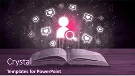  Presentation with open book - PPT theme featuring open-book-with-social-networking background and a tawny brown colored foreground