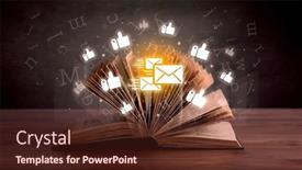  Presentation with open book - Slide deck featuring open-book-with-social-networking background and a tawny brown colored foreground