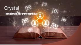  Presentation with open book - Slide deck having open-book-with-social-networking background and a tawny brown colored foreground