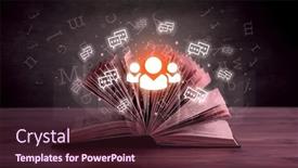  Presentation with open book - PPT layouts with open-book-with-social-networking background and a tawny brown colored foreground