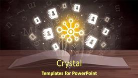  Presentation with networking - Presentation theme featuring open-book-with-social-networking background and a tawny brown colored foreground