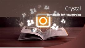  Presentation with open book - Slide set enhanced with open-book-with-social-networking background and a tawny brown colored foreground