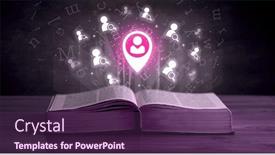  Presentation with open book - Presentation theme having open-book-with-social-networking background and a violet colored foreground