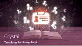  Presentation with open book - Theme with open-book-with-social-networking background and a violet colored foreground