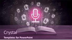  Presentation with open book - Slide set enhanced with open-book-with-social-networking background and a violet colored foreground