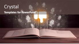  Presentation with networking - Presentation theme with open-book-with-social-networking background and a tawny brown colored foreground