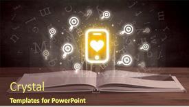  Presentation with networking - Slides with open-book-with-social-networking background and a tawny brown colored foreground