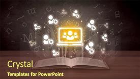  Presentation with networking - Theme featuring open-book-with-social-networking background and a tawny brown colored foreground