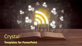  Presentation with networking - Slide set featuring open-book-with-social-networking background and a tawny brown colored foreground