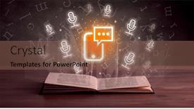  Presentation with networking - PPT theme enhanced with open-book-with-social-networking background and a violet colored foreground