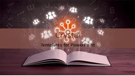  Presentation with networking - Slide set featuring open-book-with-social-networking background and a coral colored foreground