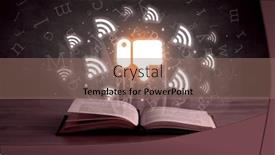  Presentation with networking - Presentation design having open-book-with-social-networking background and a coral colored foreground