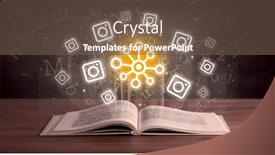  Presentation with networking - Theme featuring open-book-with-social-networking background and a tawny brown colored foreground