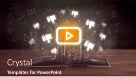  Presentation with networking - PPT layouts featuring open-book-with-social-networking background and a tawny brown colored foreground