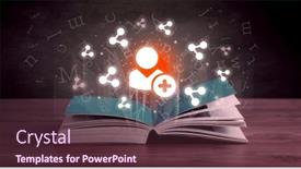  Presentation with open book - Slides enhanced with open-book-with-social-networking background and a tawny brown colored foreground