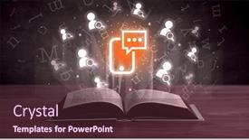  Presentation with open book - Slide set having open-book-with-social-networking background and a tawny brown colored foreground