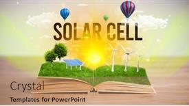  Presentation with solar cell - Colorful presentation enhanced with open-book-with-solar-cell backdrop and a coral colored foreground