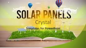  Presentation with energy solar - Amazing presentation theme having open-book-with-solar-panels backdrop and a yellow colored foreground