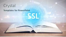  Presentation with open book - PPT theme enhanced with open-book-with-ssl-abbreviation background and a sky blue colored foreground