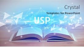  Presentation with open book - Slide deck enhanced with open-book-with-usp-abbreviation background and a light blue colored foreground