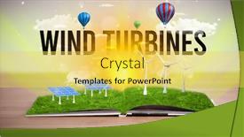  Presentation with wind turbines - Beautiful PPT theme featuring open-book-with-wind-turbines backdrop and a yellow colored foreground