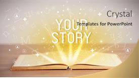  Presentation with story book - Beautiful slide deck featuring open-book-with-your-story backdrop and a lemonade colored foreground