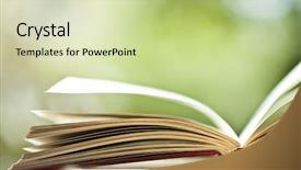  Presentation with open book - Slide deck featuring medical thesis - pretty female students with goggles background and a light gray colored foreground